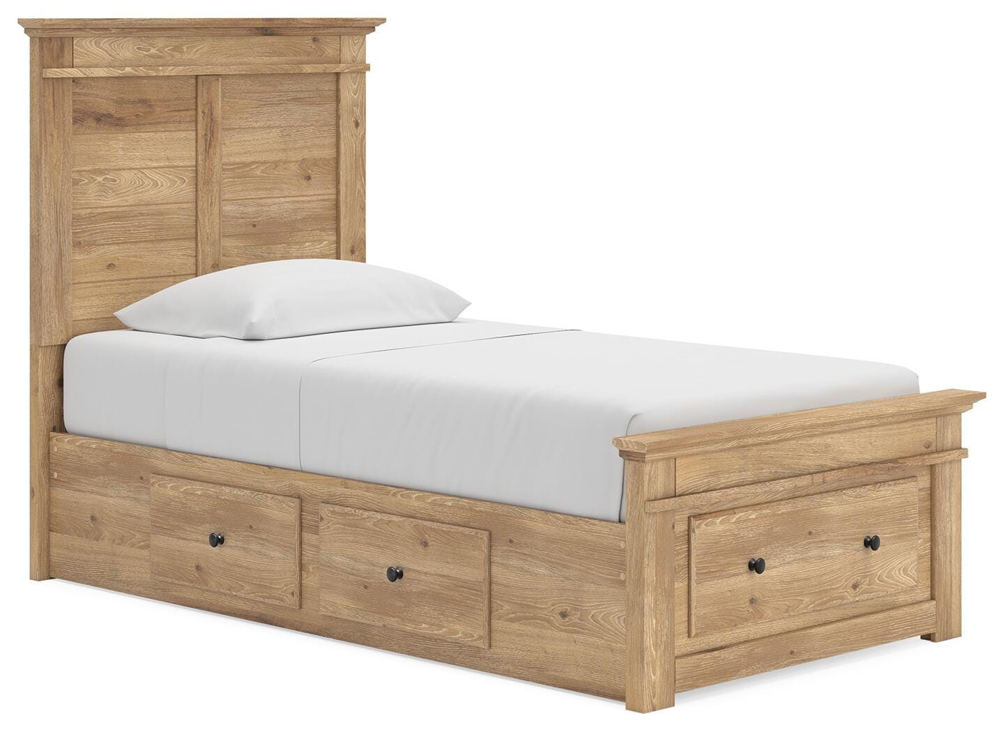 Fenderport - Twin Panel Storage Bed With Under Bed Storage Unit And Storage Footboard - Tan