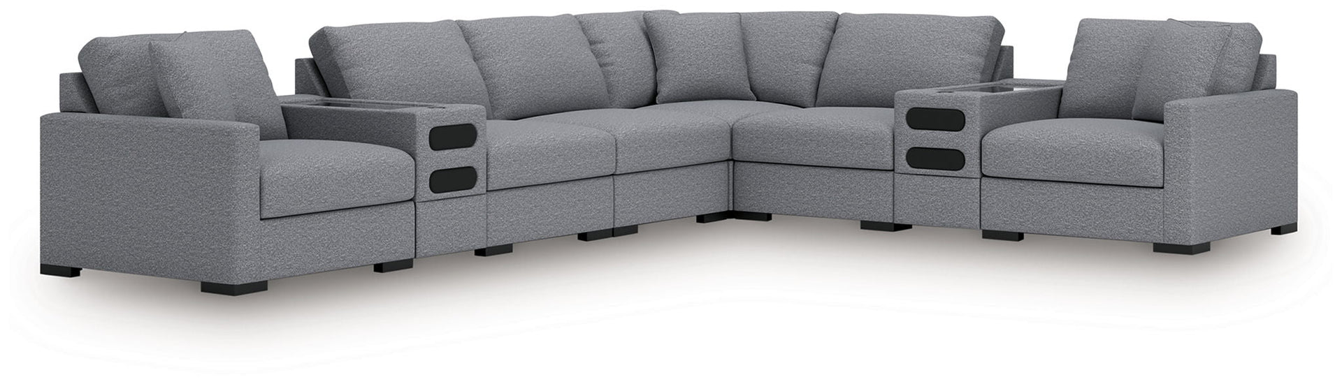 Omaha By Ashley - 8-Piece Sectional With Audio Consoles - Salt And Pepper