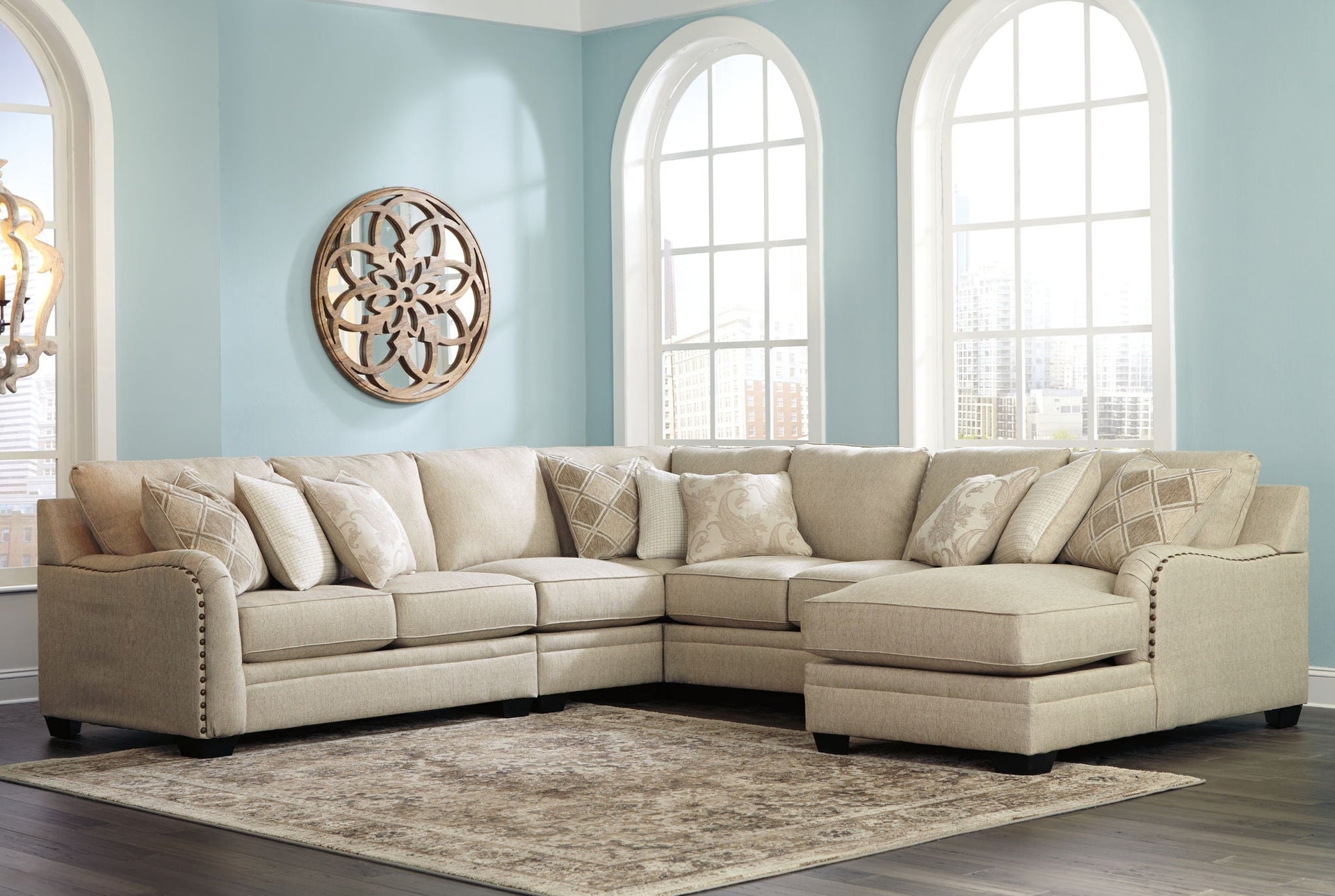 Luxora - Right Arm Facing Corner Chaise 5 Pc Sectional - Beige
