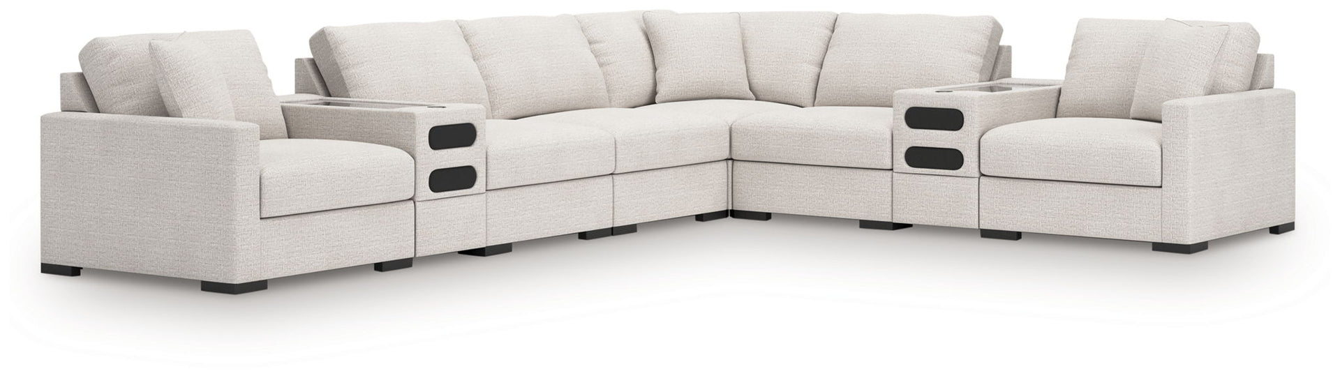 Omaha By Ashley - 8-Piece Sectional With Audio Consoles - Stone