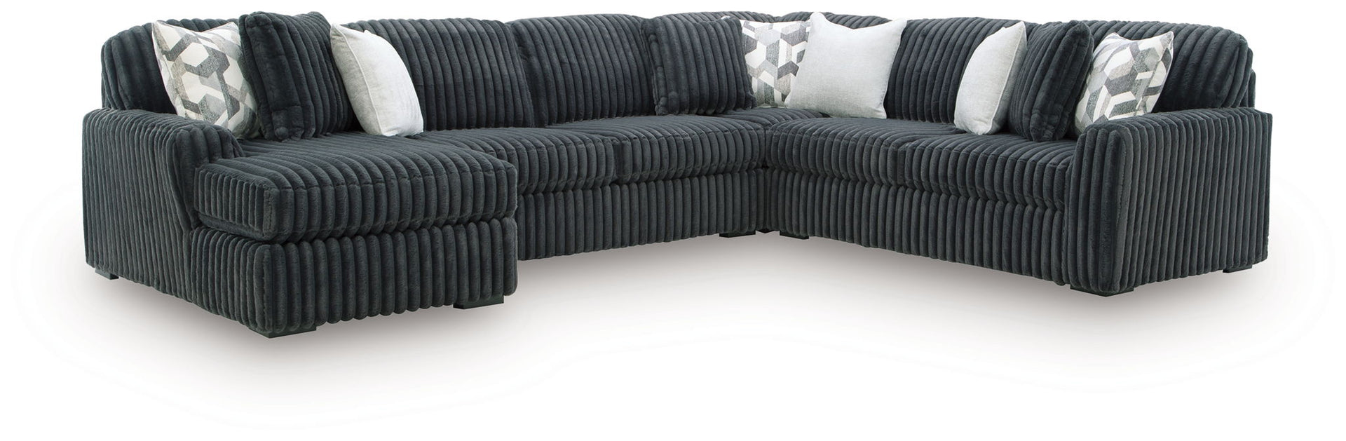 Midnight-Madness - 4-Piece Sectional With LAF Corner Chaise - Gunmetal