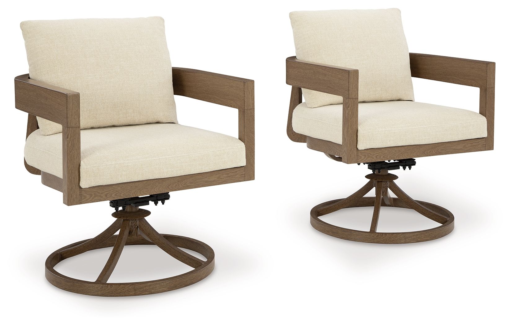 Serene Bay - Swivel Chair With Cushion - Dark Brown / White
