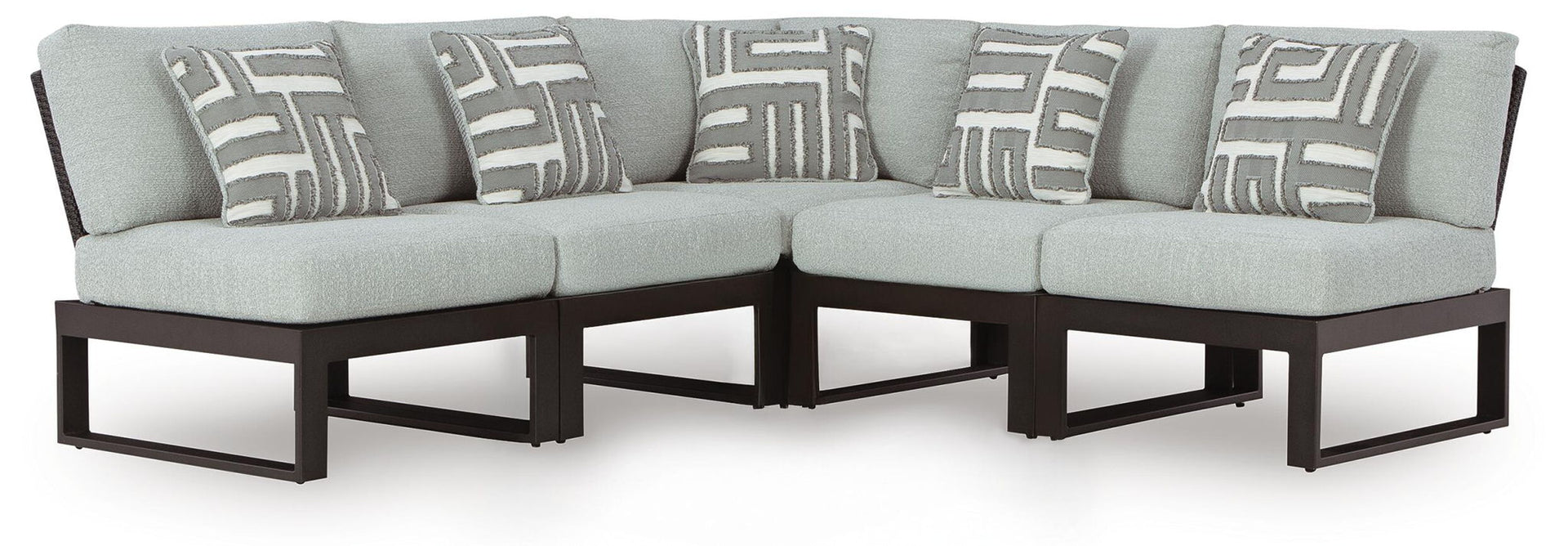 Beachloft - 5-Piece Outdoor Sectional - Black / Gray