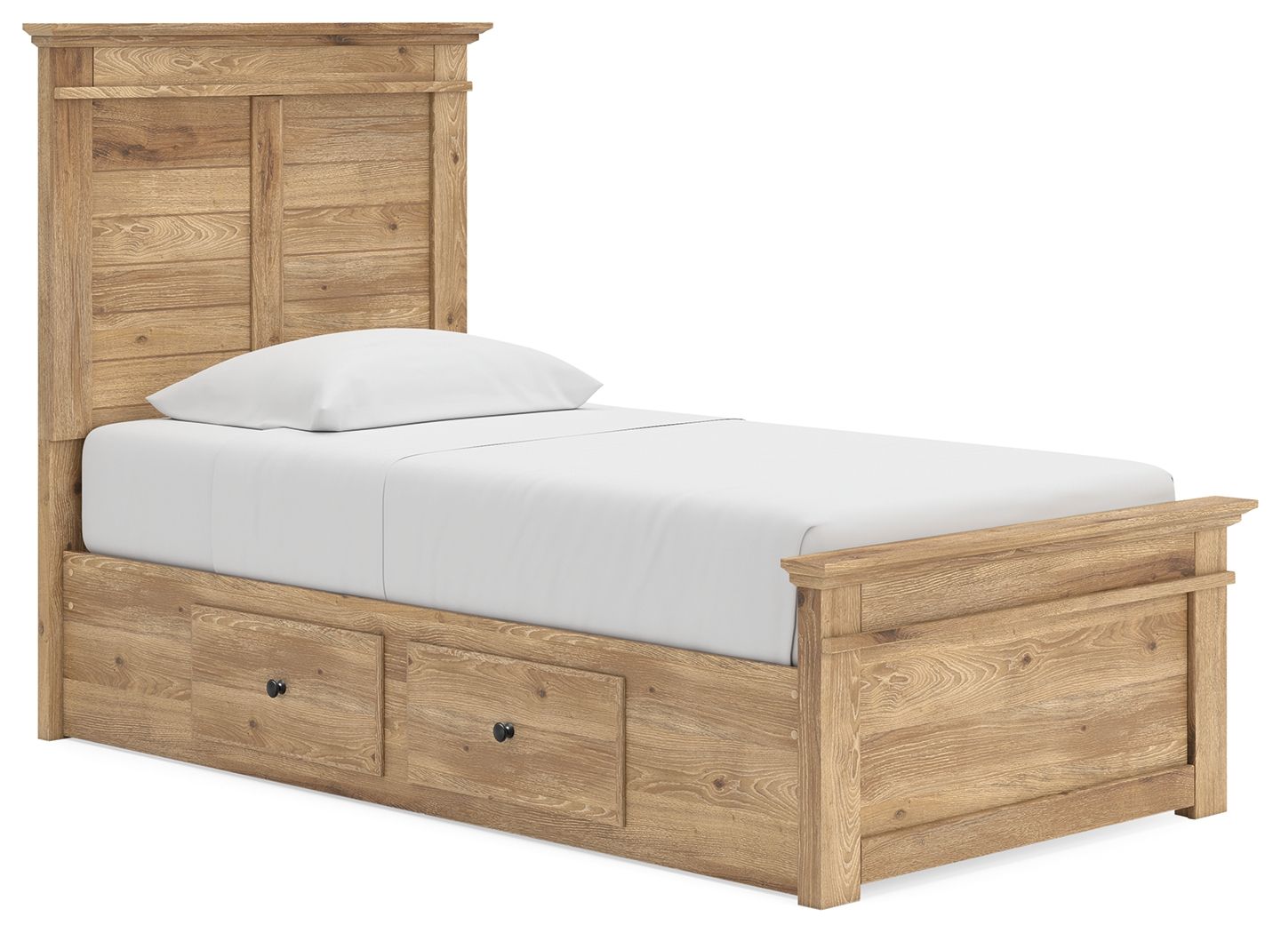Fenderport - Twin Panel Storage Bed With Under Bed Storage Unit - Tan