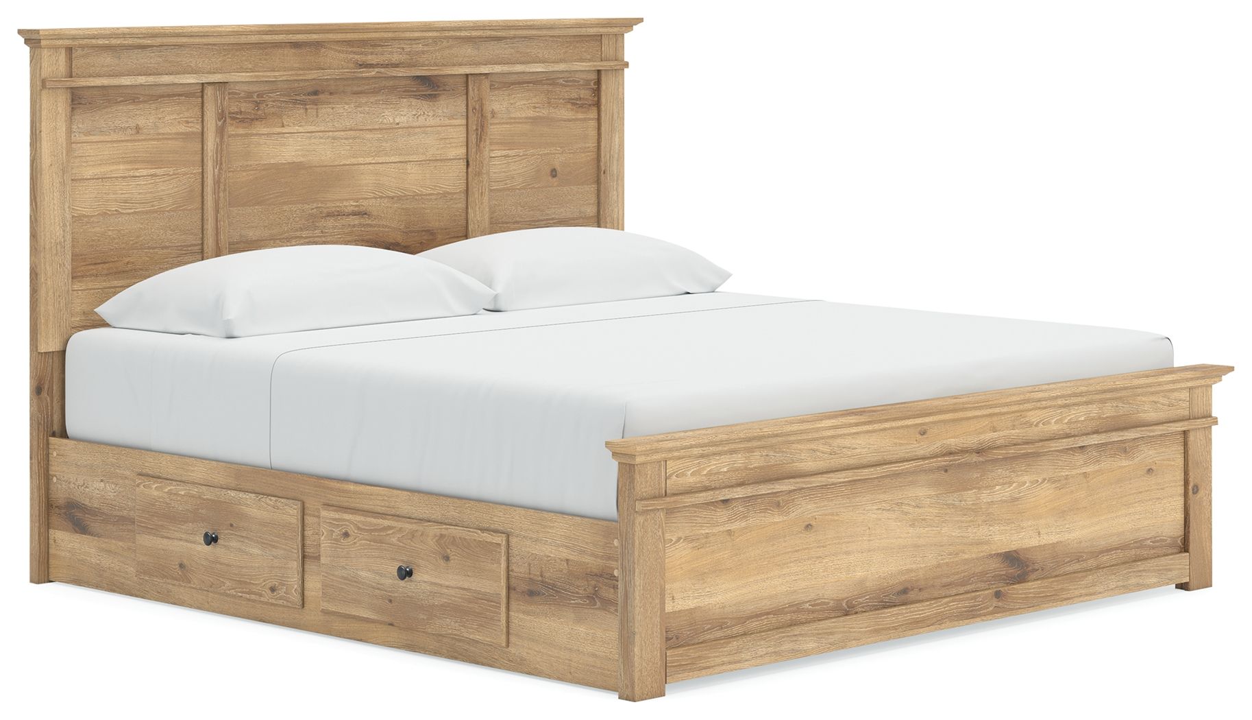 Fenderport - King Panel Storage Bed With Under Bed Storage Unit - Tan