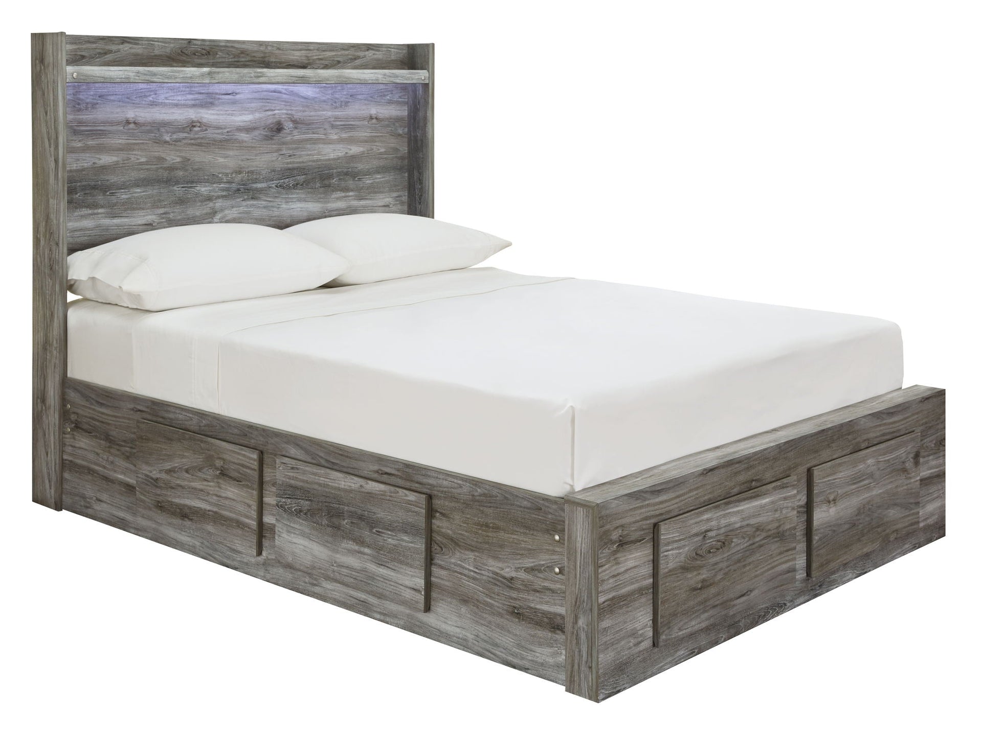 Baystorm - Full Panel Bed With 6 Storage Drawers - Gray