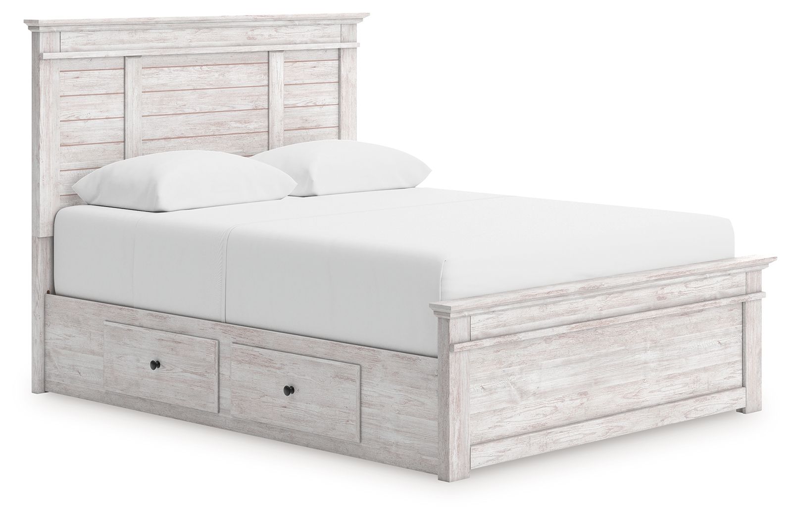 Fenderport - Queen Panel Storage Bed With Under Bed Storage Unit - Whitewash
