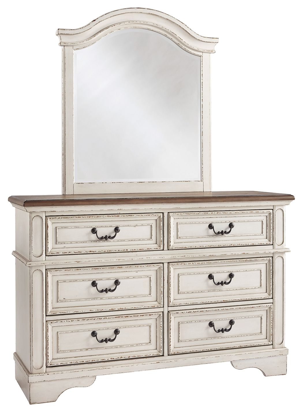 Realyn - Dresser, Mirror - 6-drawer - Chipped White