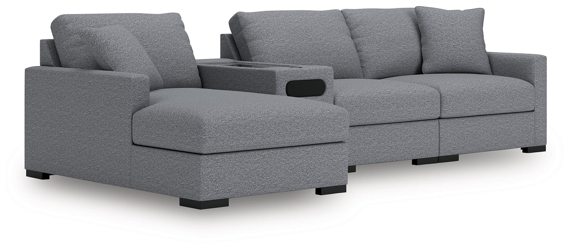 Omaha By Ashley - 4-Piece Sectional With LAF Corner Chaise And Audio Console - Salt And Pepper