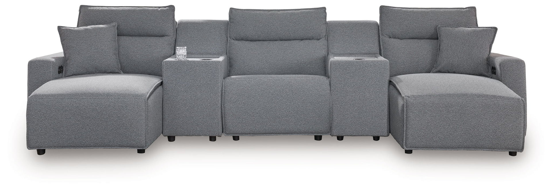 Modmax II - 5-Piece Power Reclining Sectional With Double Chaise And 2 Consoles - Salt And Pepper