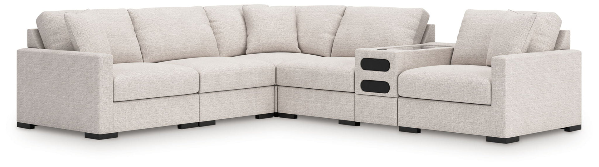 Omaha By Ashley - 6-Piece Sectional With Audio Console - Stone