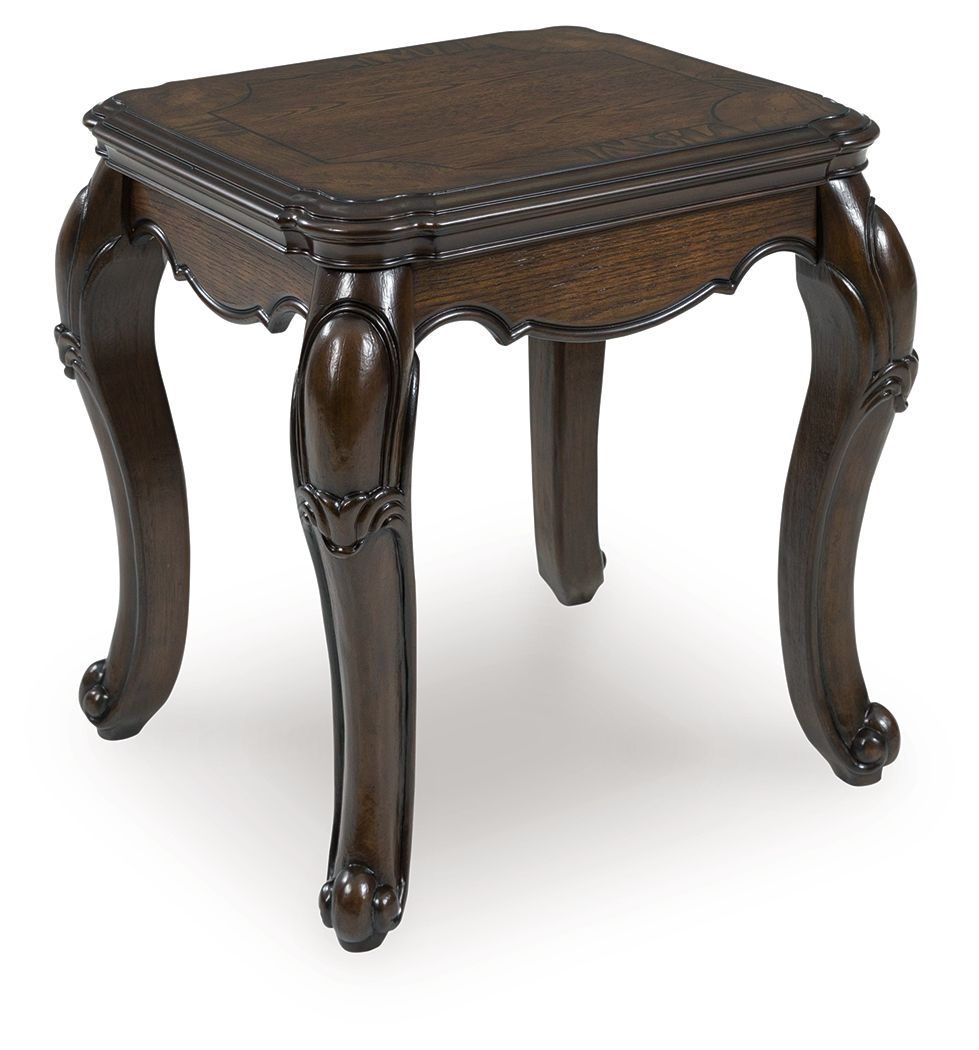 Maylee - Rectangular End Table With Cabriole Legs - Dark Brown