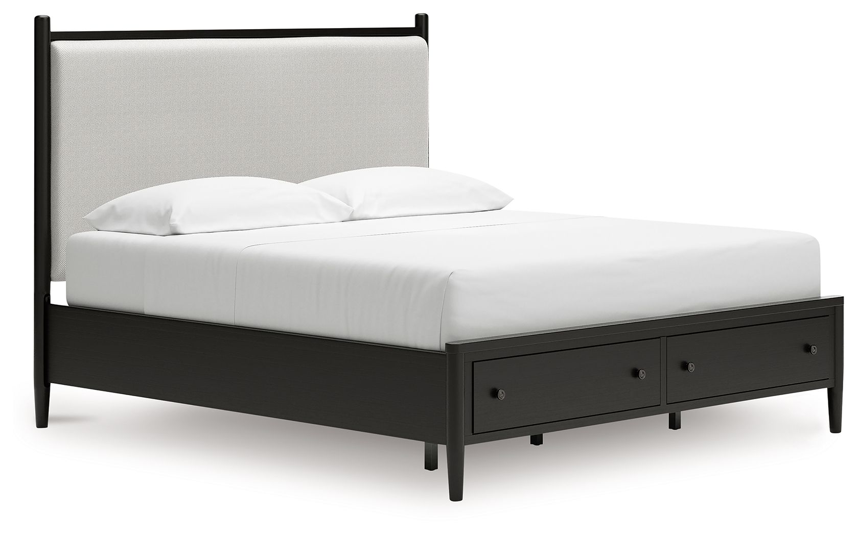 Portdown - King Upholstered Panel Storage Bed - Black