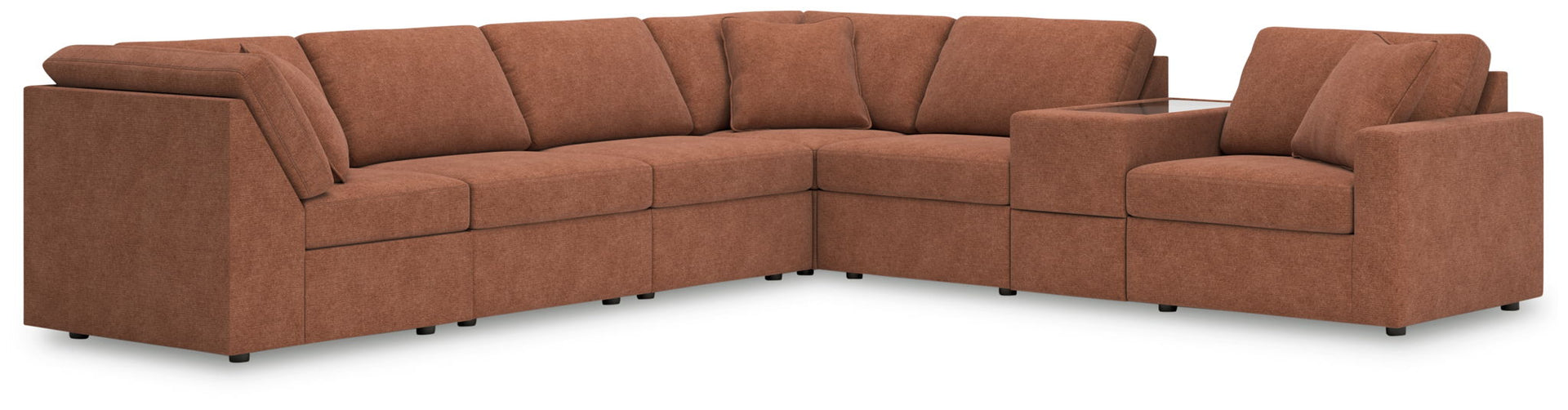 Modmax - 7-Piece Sectional With Storage Console And Raf Corner Chair - Spice