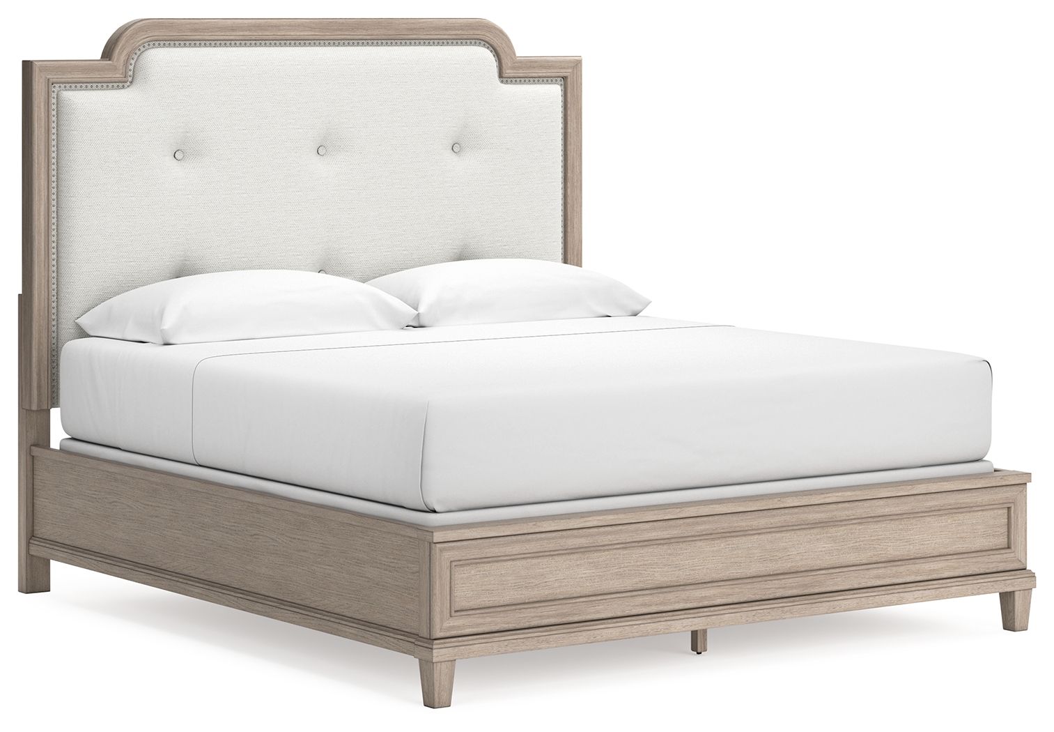 Jorlaina - King Upholstered Panel Bed - Light Grayish Brown