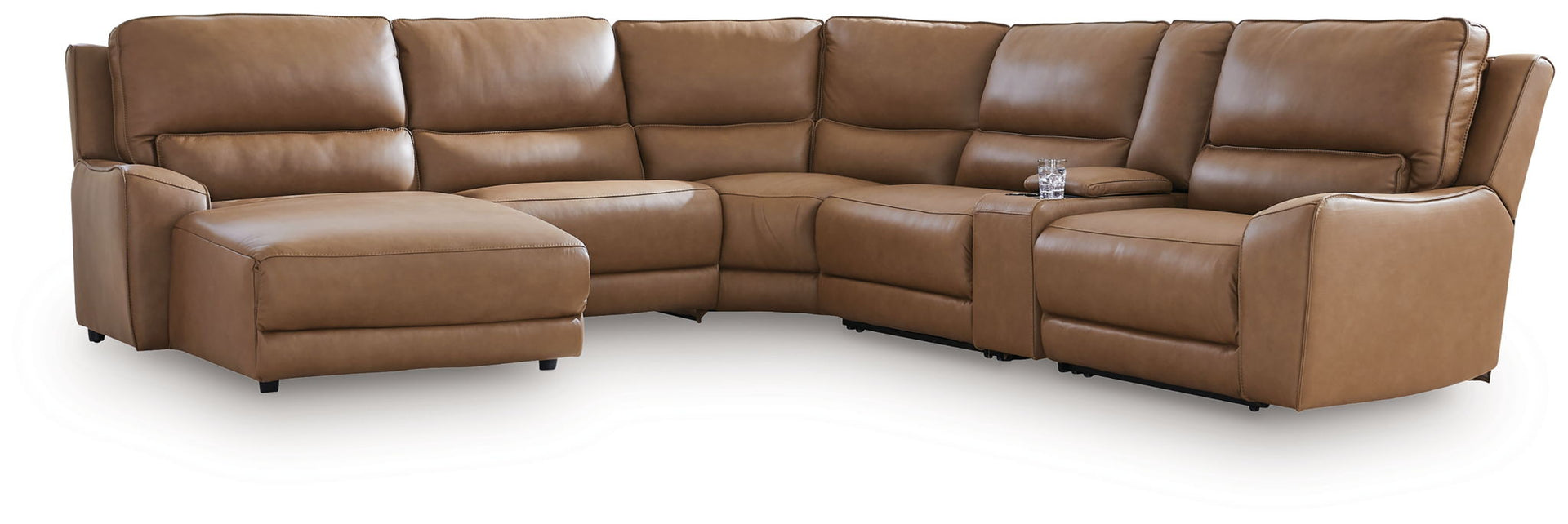 Silverbrooke - 6-Piece Power Reclining Sectional With LAF Press Back Power Chaise - Caramel