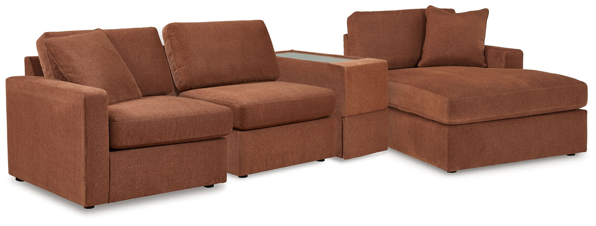 Modmax - 4-Piece Sectional With Raf Corner Chaise And Storage Console - Spice