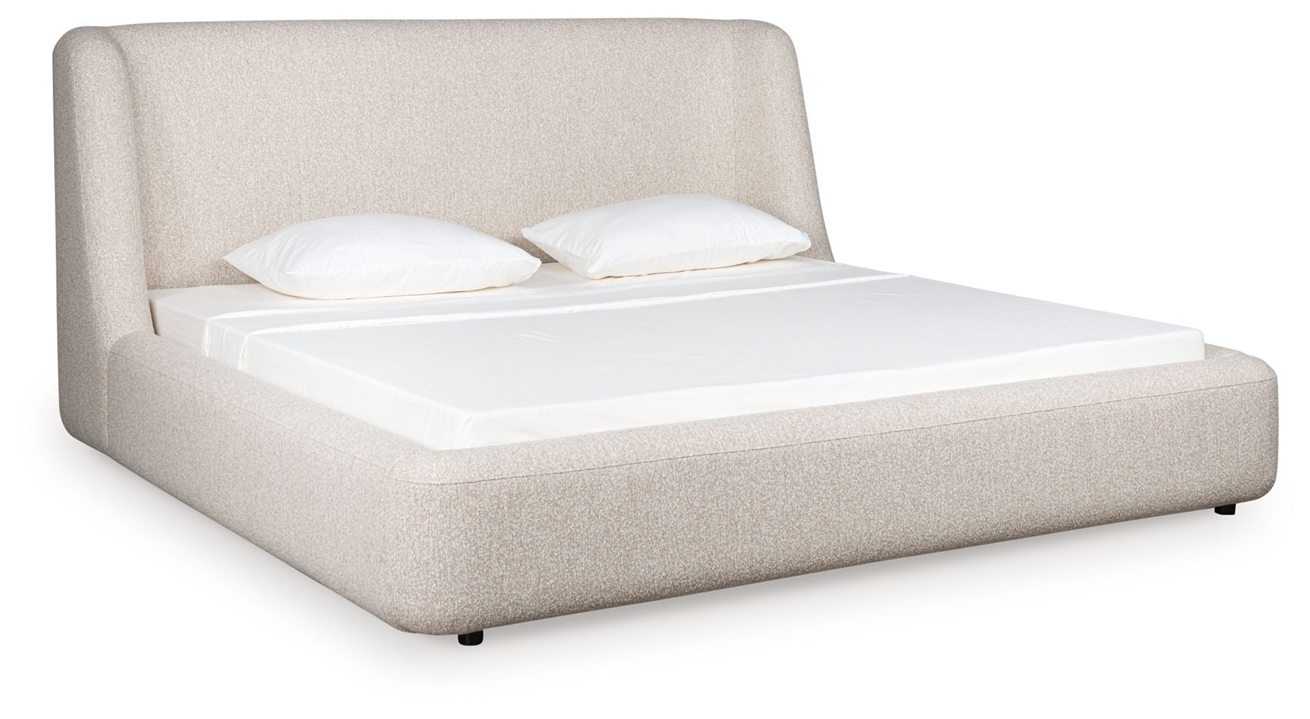 Neo - King Upholstered Platform Bed - White / Gray