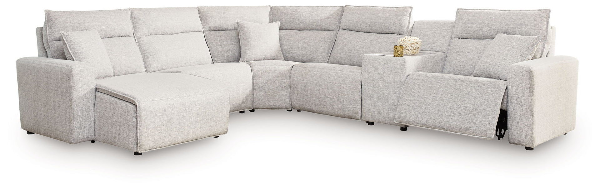 Modmax II - 6-Piece Power Reclining Sectional With LAF Press Back Power Chaise And Console - Stone