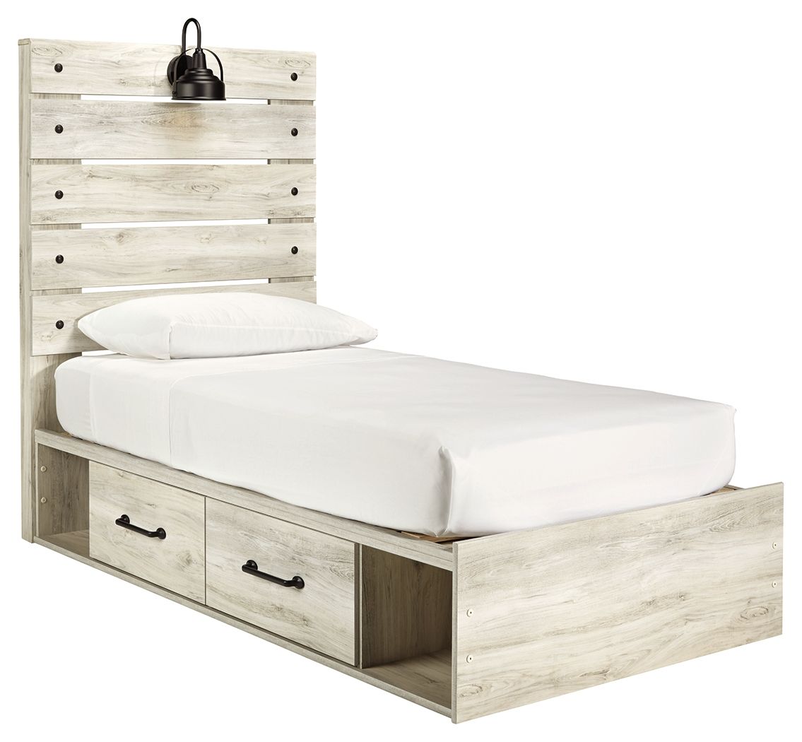 Cambeck - Twin Panel Bed With 4 Storage Drawers - Whitewash
