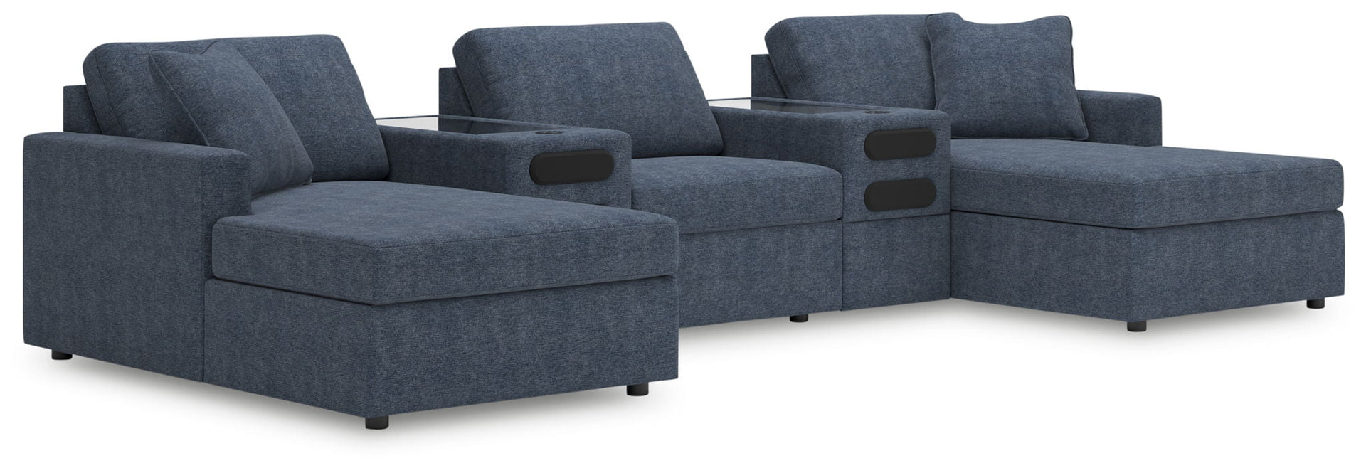 Modmax - 5-Piece Double Chaise Sectional With Audio System Consoles - Ink