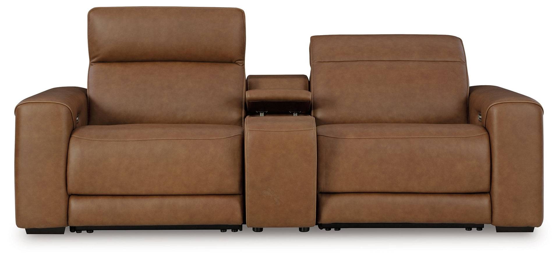 Rally-Up - 3-Piece Power Reclining Sectional Loveseat With Console - Caramel