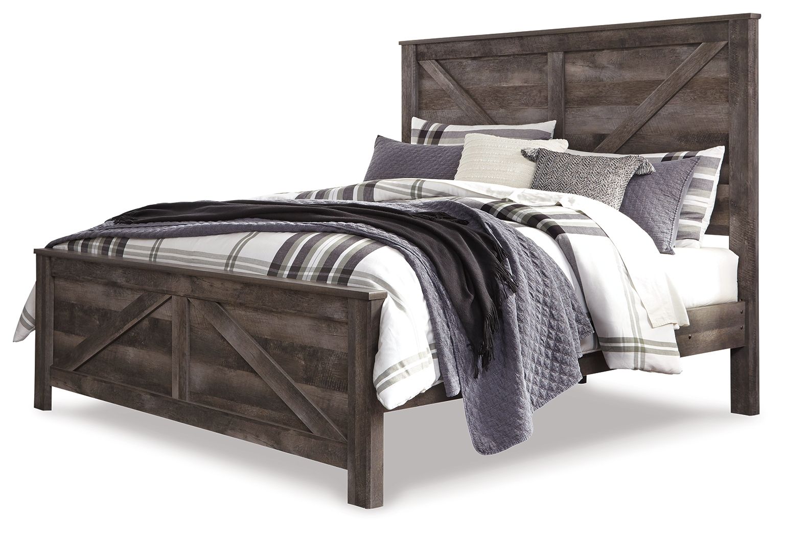 Wynnlow - King Crossbuck Panel Bed - Gray