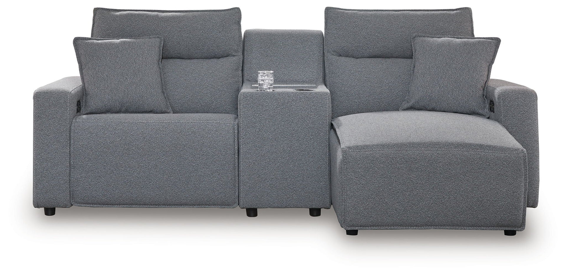 Modmax II - 3-Piece Power Reclining Sectional With RAF Press Back Power Chaise And Console - Salt And Pepper