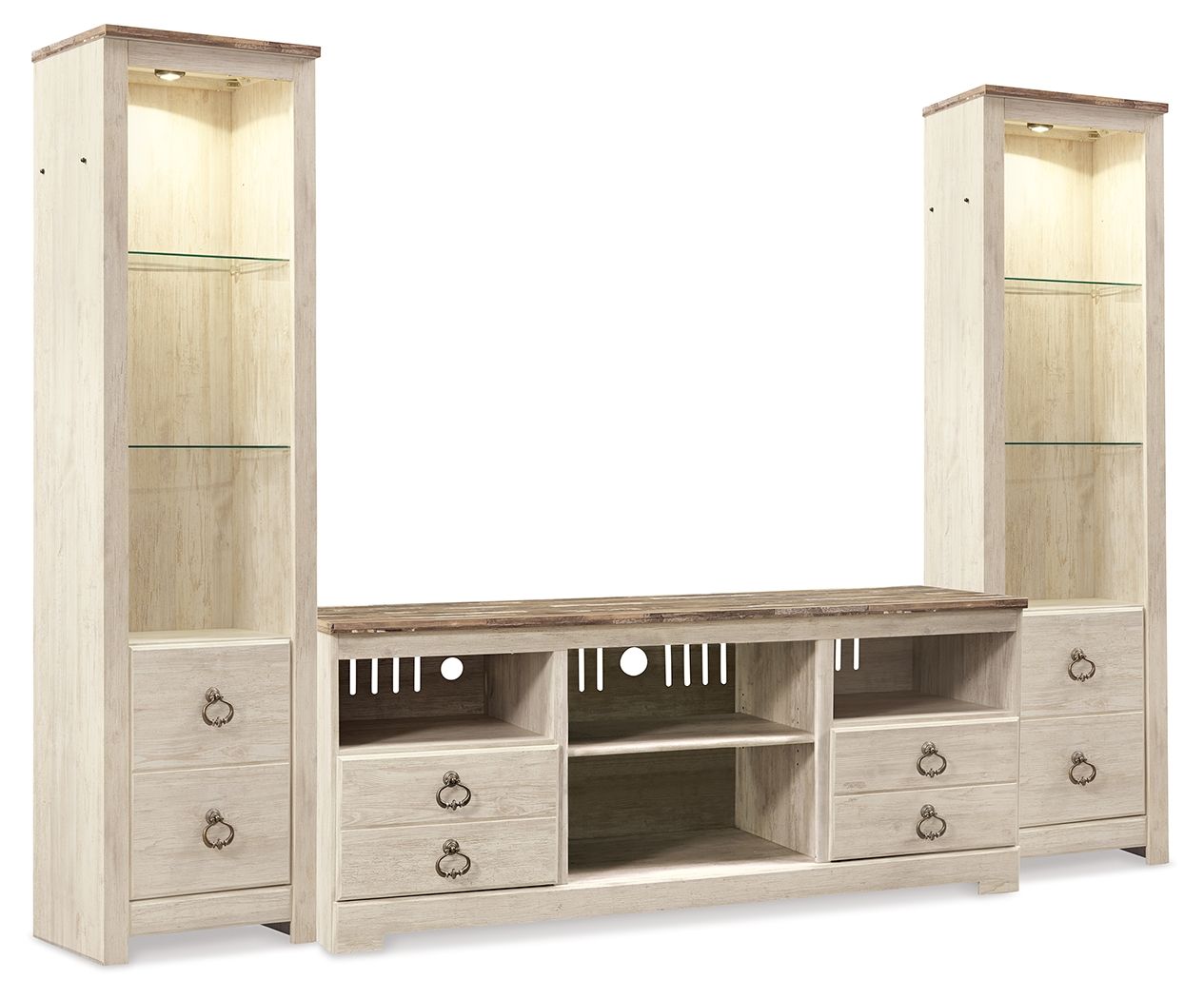Willowton - 3-Piece Entertainment Center - Whitewash