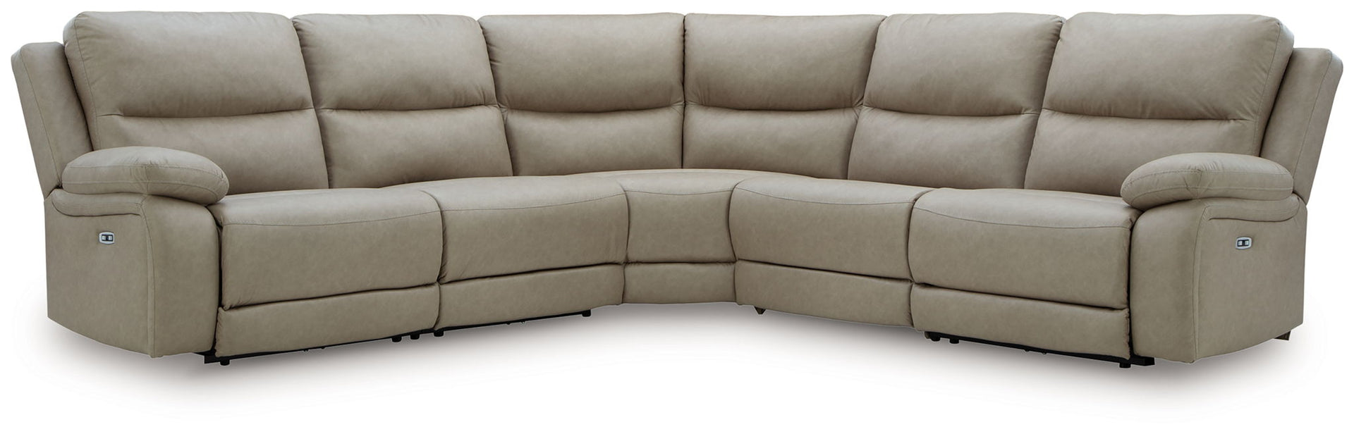 Brannigan - 5-Piece Power Reclining Sectional - Pebble