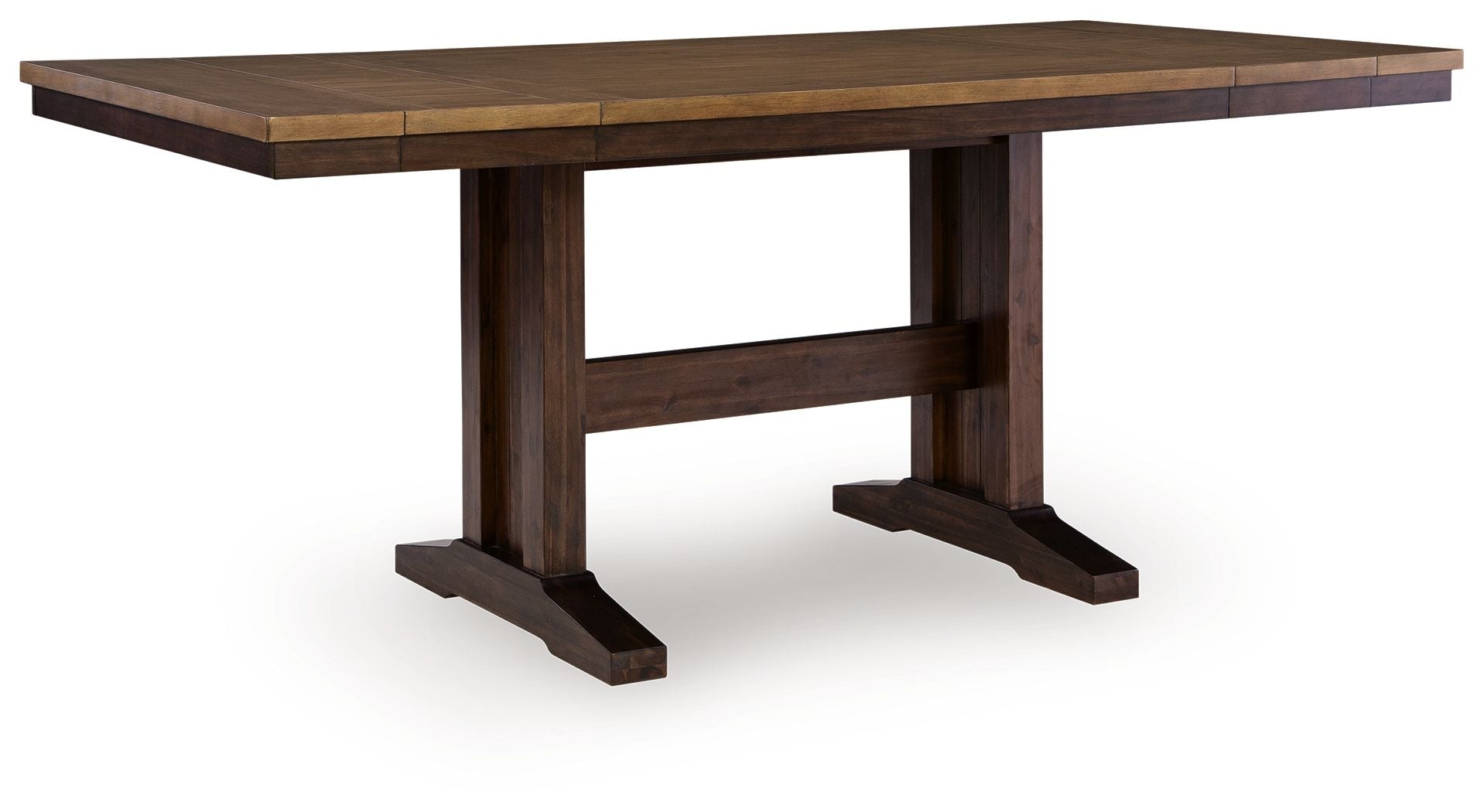 Anixburg - Rectangular Dining Room Counter Height Extension Table - Light Brown / Dark Brown
