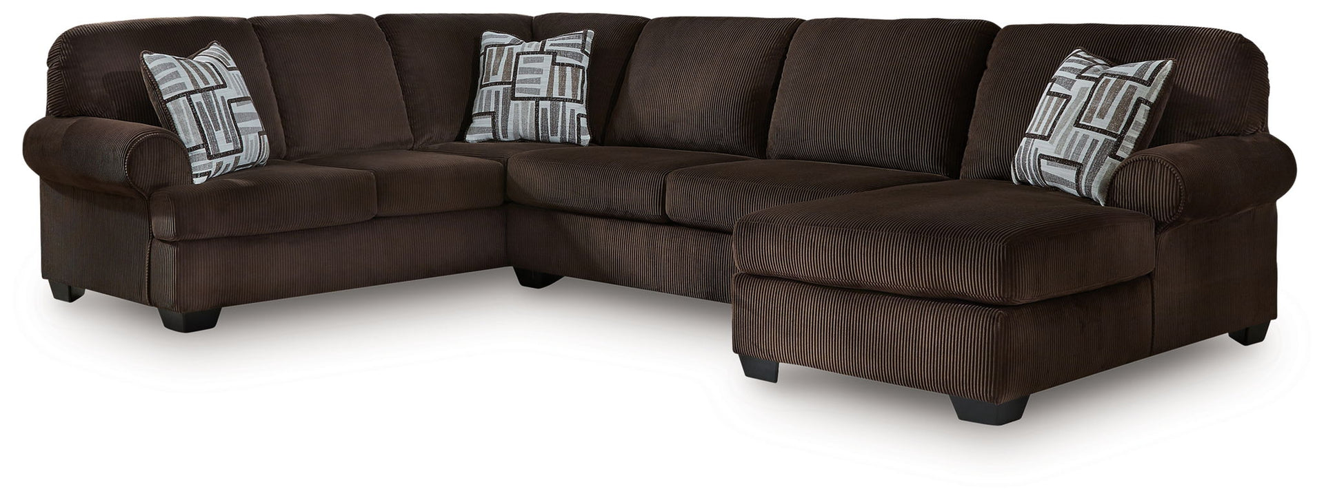 Landsings - 3-Piece Sectional With RAF Chaise - Chocolate