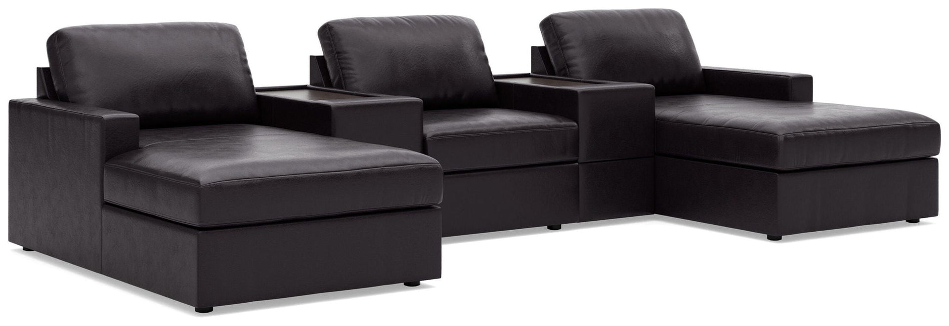 Modmax II - 5-Piece Double Chaise Sectional With 2 Storage Consoles - Black