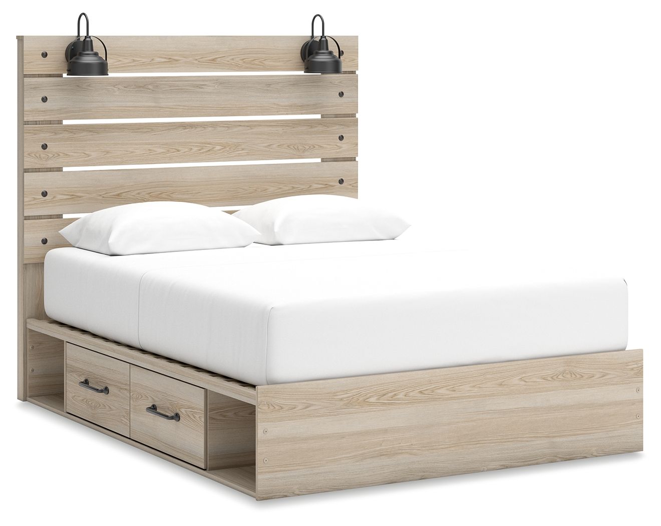 Senbry - Queen Panel Bed With 2 Under Bed Storage Units - Tan
