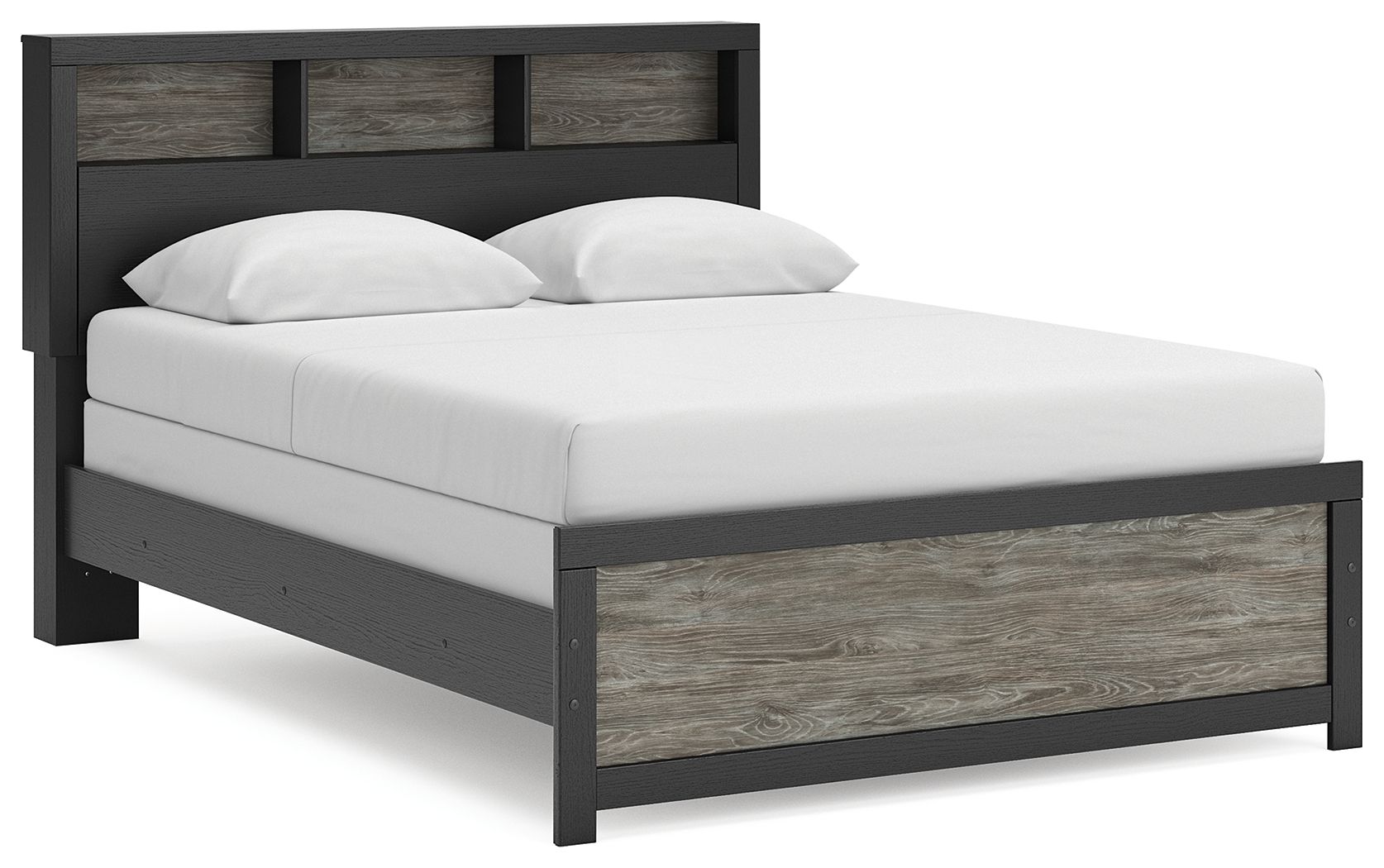 Jonnifer - Queen Bookcase Bed - Black / Gray
