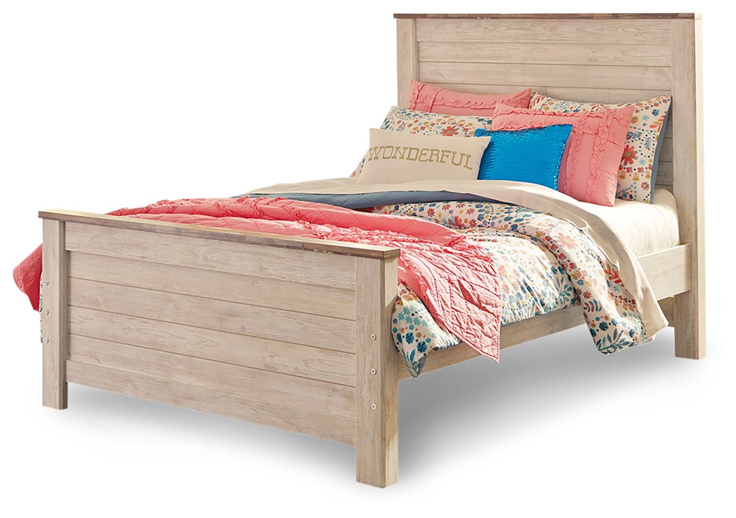 Willowton - Full Panel Bed - Whitewash