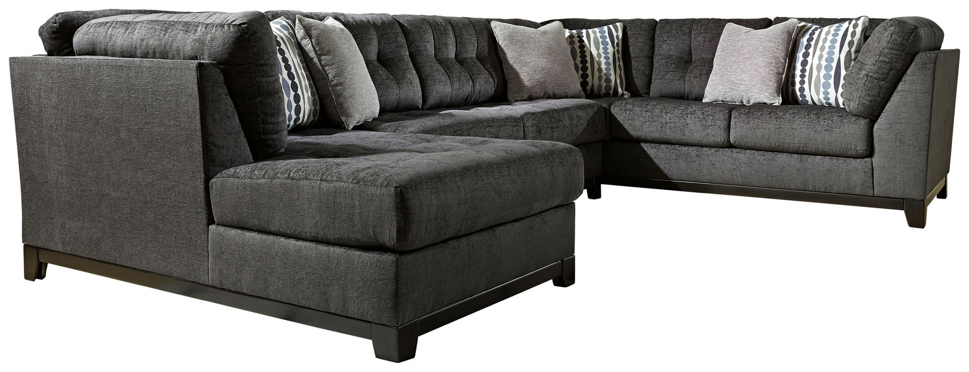 Reidshire - Left Arm Facing Corner Chaise 3 Pc Sectional - Steel
