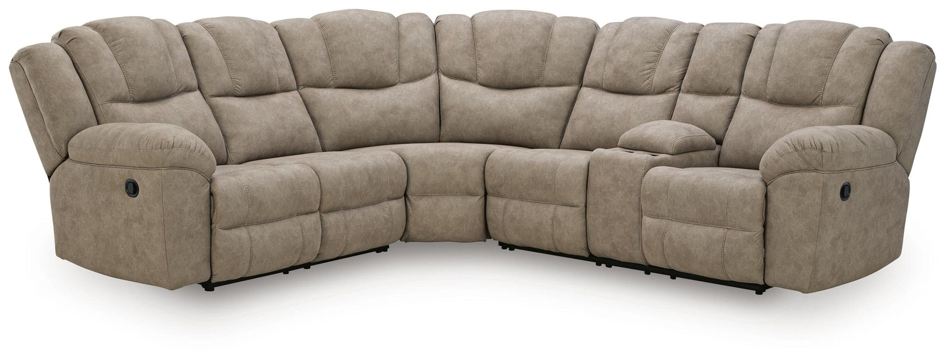 Ravenswaye - 3-Piece Reclining Sectional With RAF Reclining Loveseat With Console - Birch