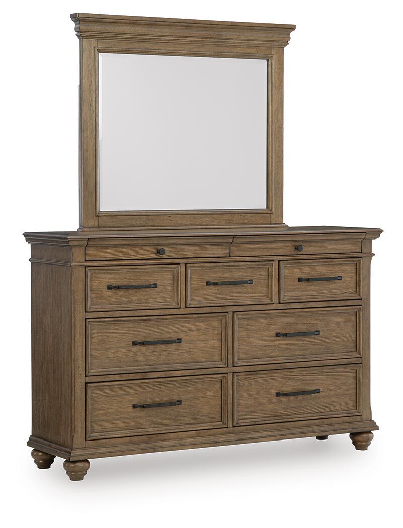 Waynely - Dresser And Mirror - Medium Brown