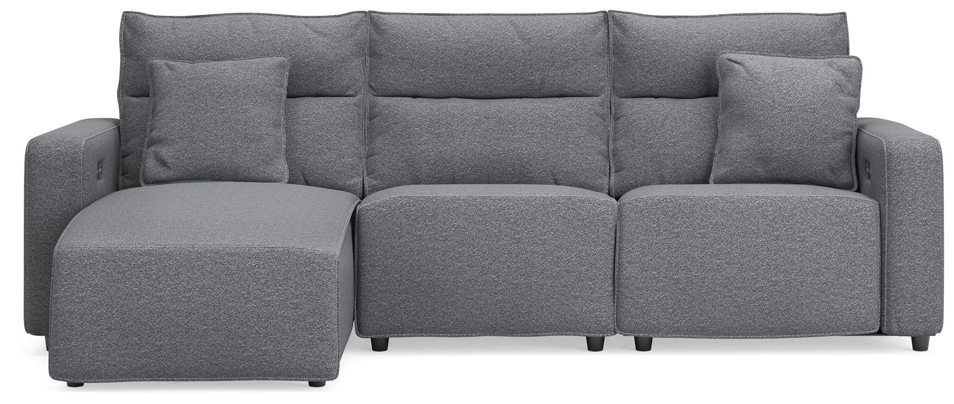 Modmax II - 3-Piece Power Reclining Sofa With LAF Press Back Power Chaise - Salt And Pepper