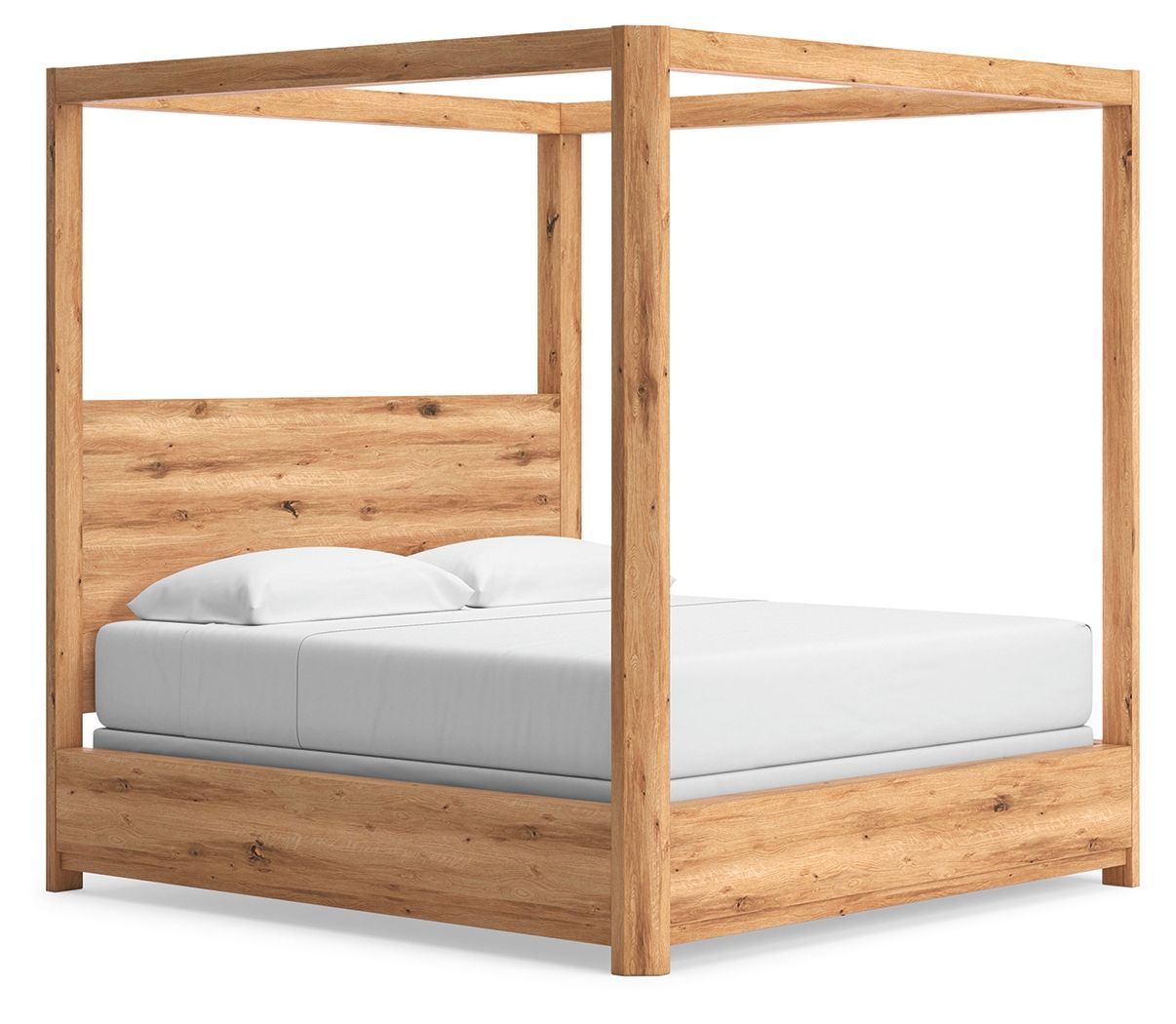 Bracken - King Canopy Bed - Light Brown