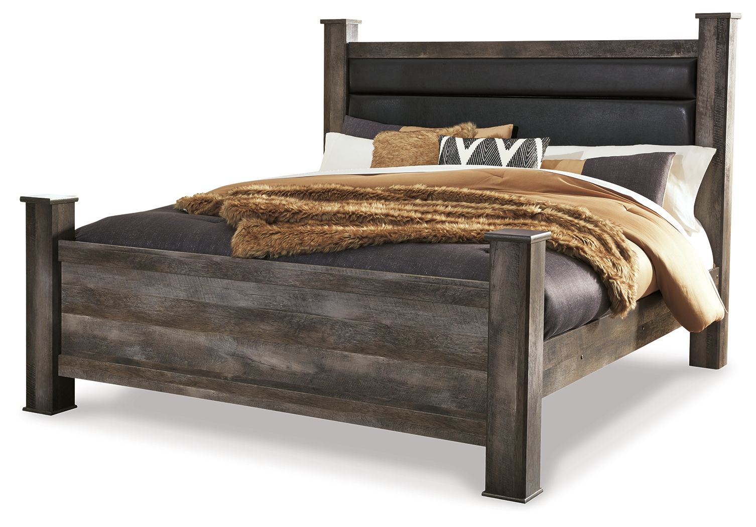 Wynnlow - King Upholstered Poster Bed - Gray