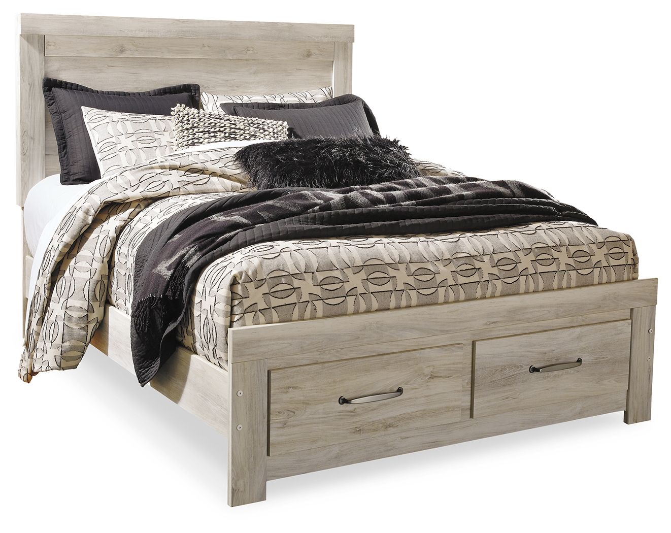 Bellaby - Queen Platform Bed With 2 Storage Drawers - Whitewash