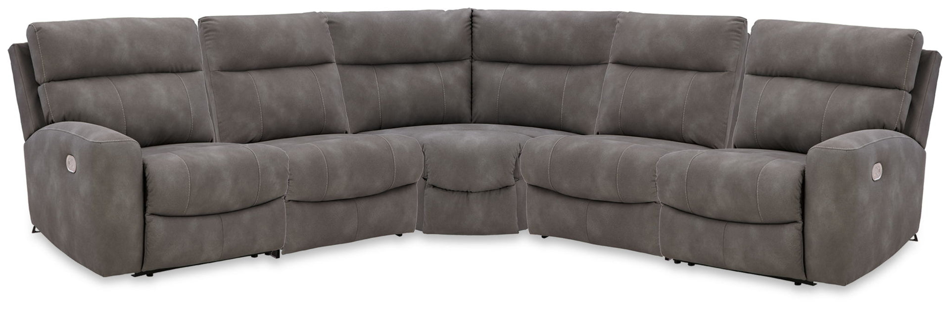 Next-Gen Durapella - 5-Piece Power Reclining Sectional With RAF And LAF Recliners - Slate