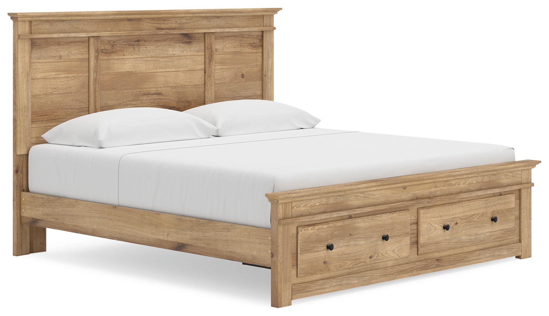 Fenderport - King Panel Storage Bed With Storage Footboard - Tan