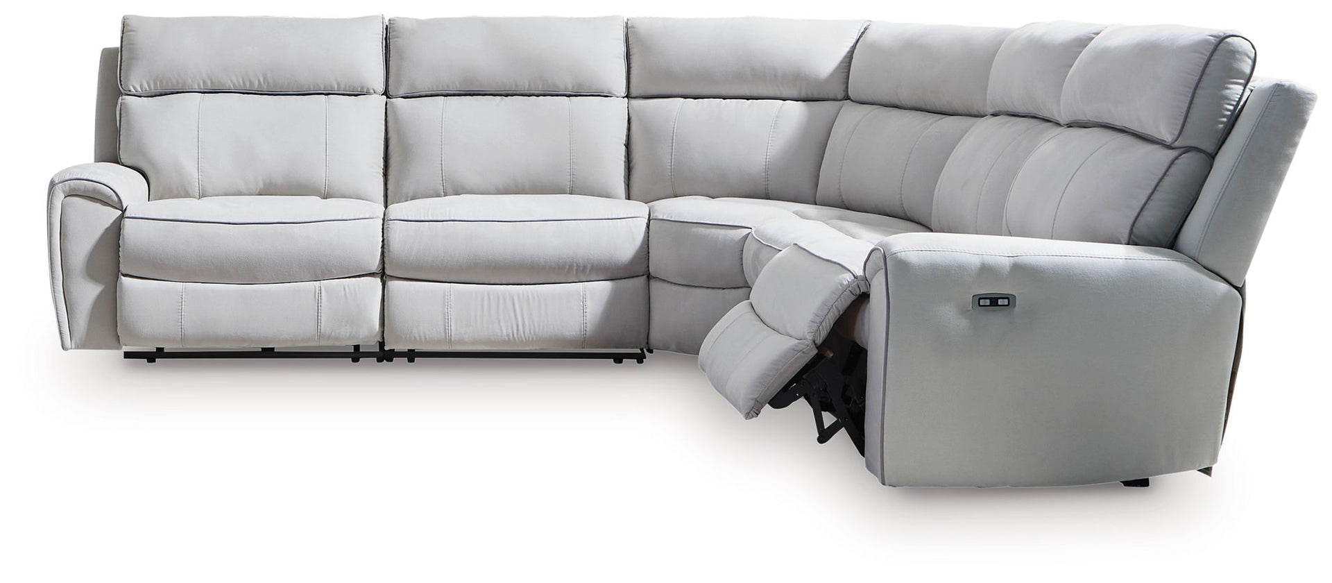 Grafton Pike - 5-Piece Power Reclining Sectional - Pearl / Ash