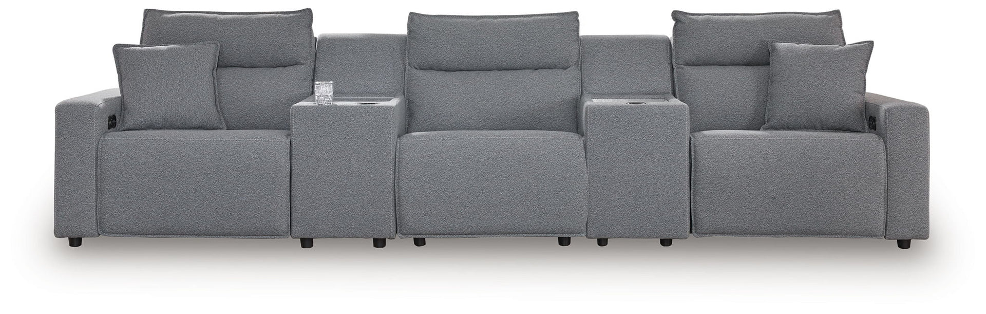 Modmax II - 5-Piece Power Reclining Sectional With 2 Consoles - Salt And Pepper