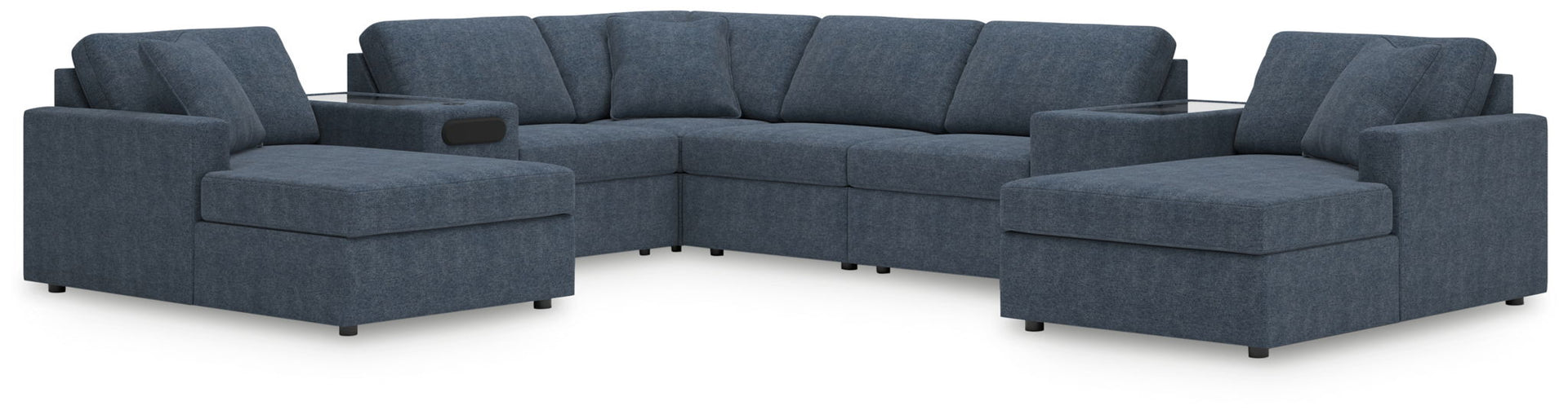 Modmax - 8-Piece Double Chaise Sectional With Audio And Storage Consoles - Ink