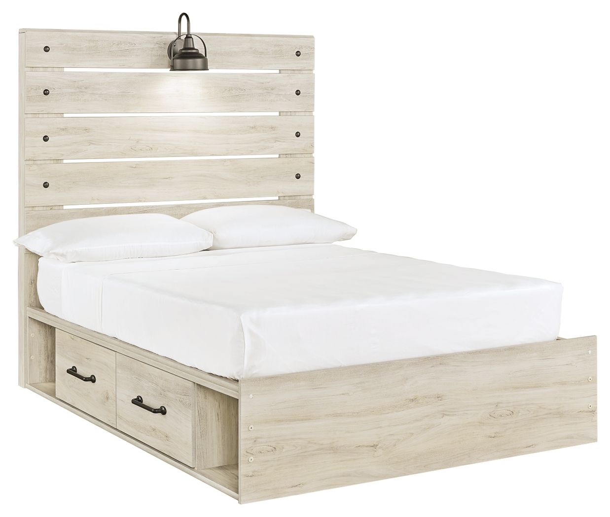 Cambeck - Full Panel Bed With Side Storage Drawers - Whitewash