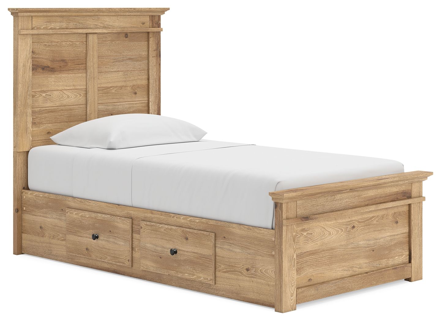 Fenderport - Twin Panel Storage Bed With 2 Under Bed Storage Units - Tan